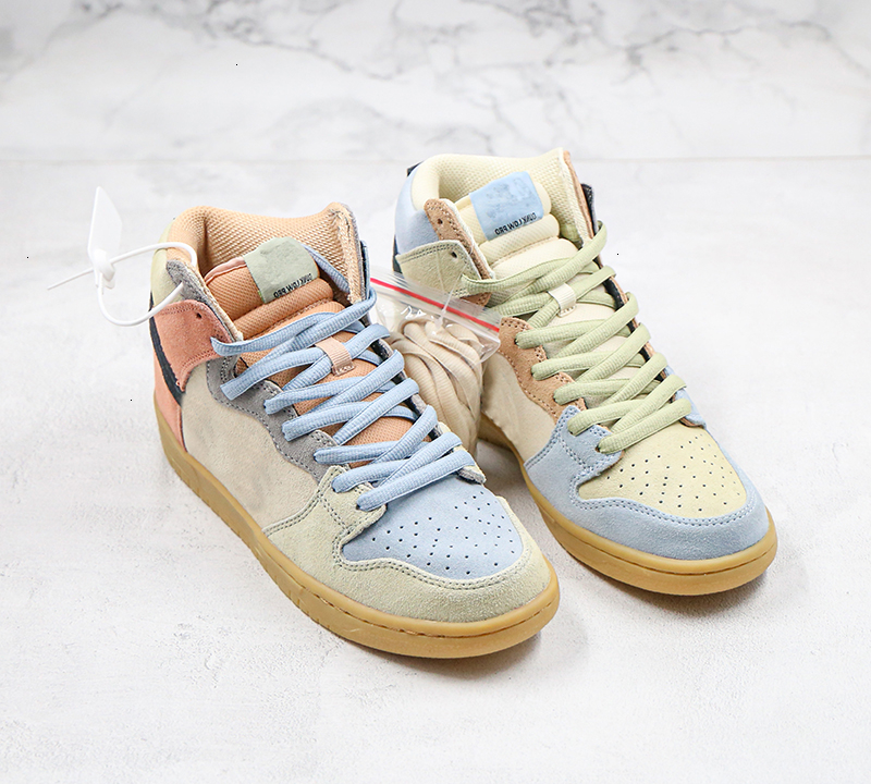 

Dunk High Spectrum SB Basketball Shoes Macaron Blue Orange Stitching Top Quality Size 36-45, As picture