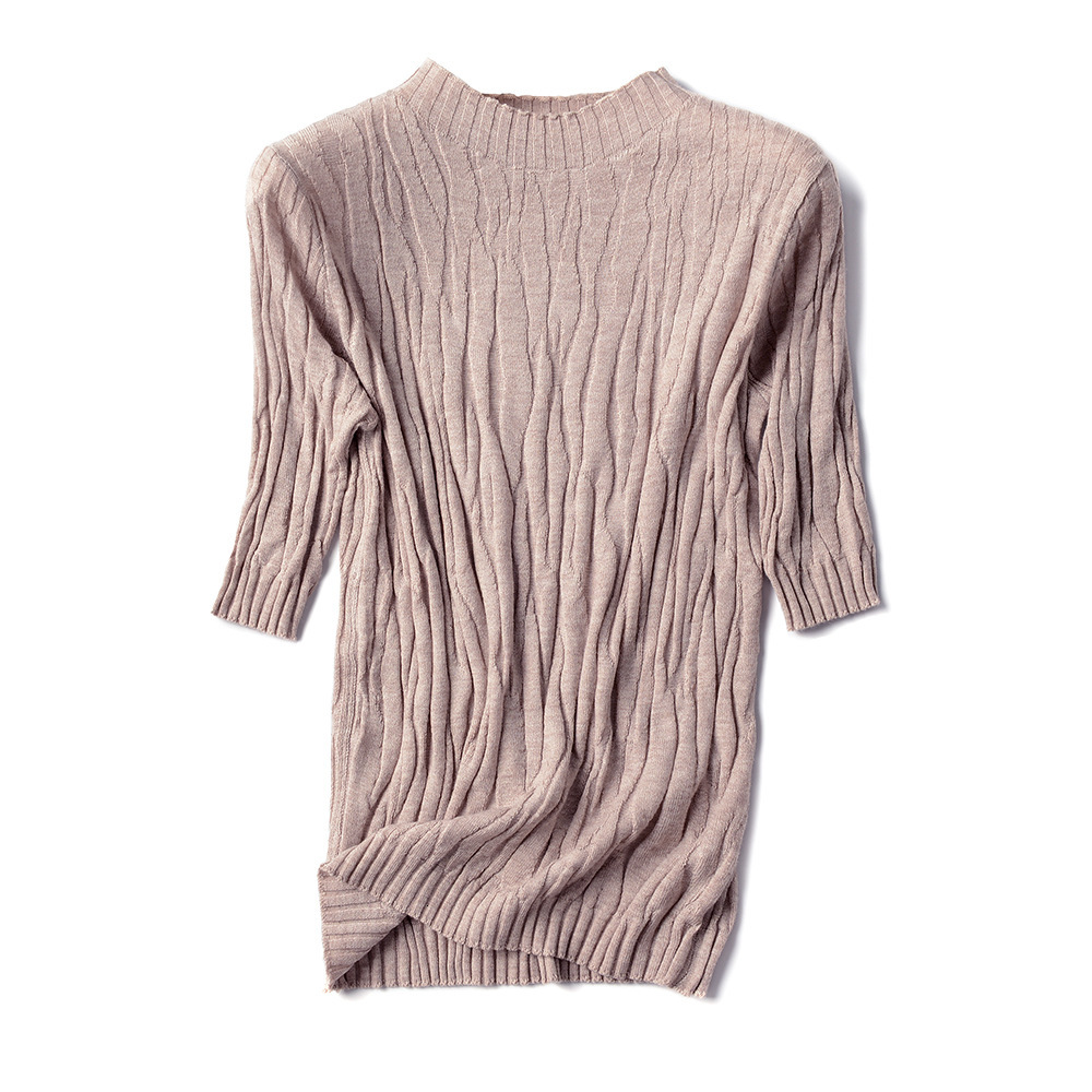 

2021 New Cashmere Spring Knit Short Sleeve Women Summer Loose O-neck t Chic Solid Color Basic T-shirt Tee Shirt Female Top M0r7, Coffice