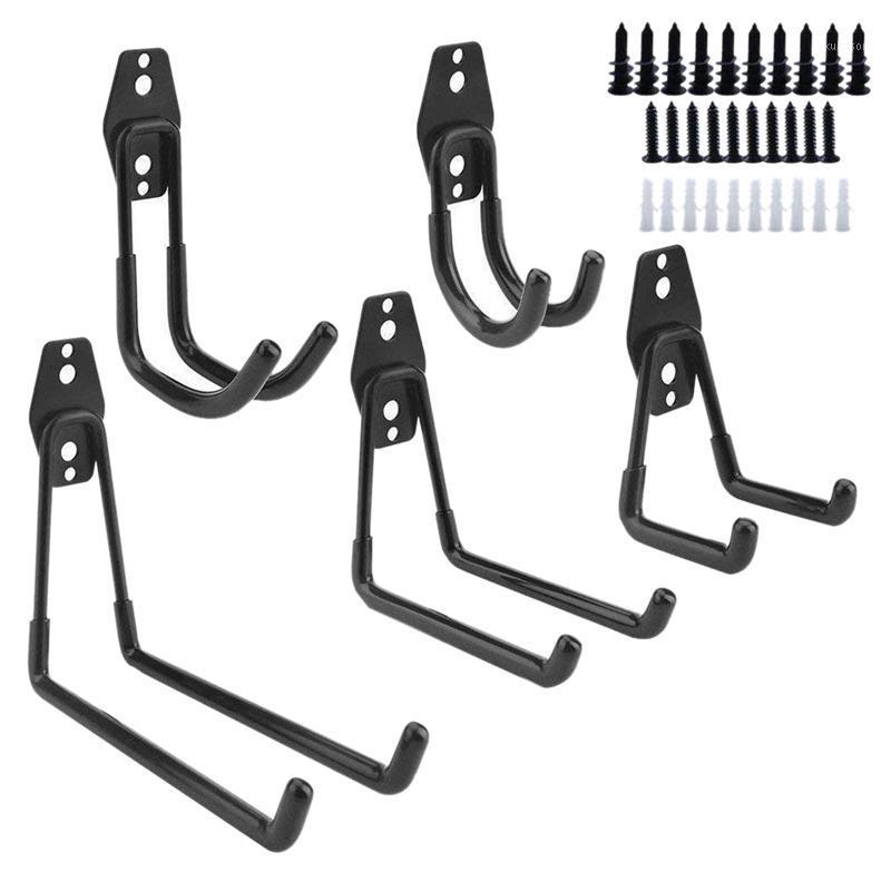 

AFBC 5 Pack Utility Hooks Wall Mount Tool Holder U-Hooks for Home Garage Storage Organizer Garden Tools Black1