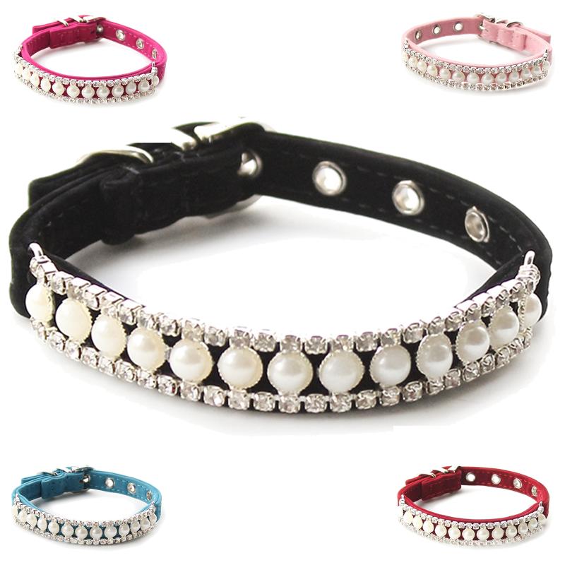 

store Rhinestone Pearl Chain Dog Collar Princess Collars For Dogs Cats Pet Leads Accessories(pink)M