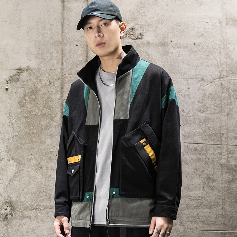 

Spring 2020 new tooling jacket jacket youth loose jacket men, Black