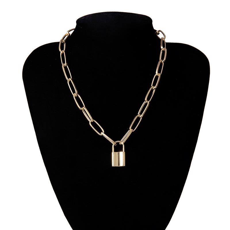

1pc Punk Lock Pendant Necklaces for Men Women Gold Silver Color Padlock Ladies Chain Necklace Charms Punk Jewelry Gifts