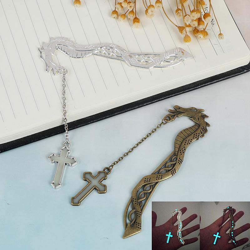 

1pc Luminous Night Cross Bookmark Label Read Maker For Books School Students Vintage Bookarks Beautiful Gift