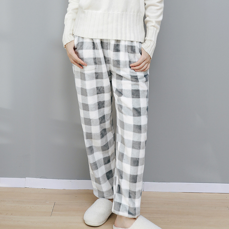 

2021 New Korean Style Autumn Long Pajama Pattern Female Chess Flannel Pants Thicken Loose More Sleepwear Size F9xp, Pink