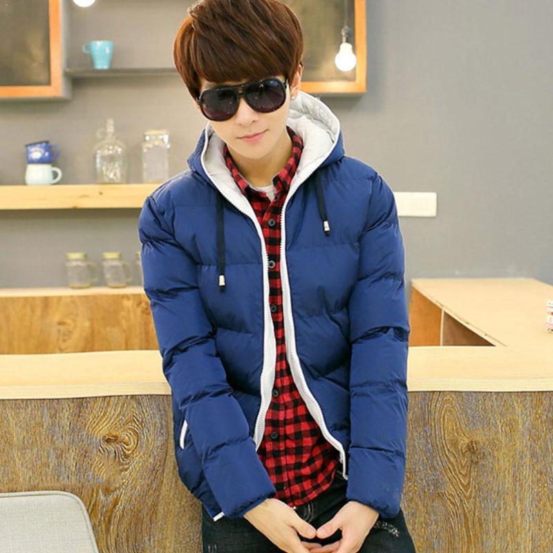 

Winter Hot Sale Jacket Cotton Zipper Warm Men'S Hooded Slim Color Coat Fashion Candy Zipper Thick Jacket Coat Men'S Boy J2D0, Beige