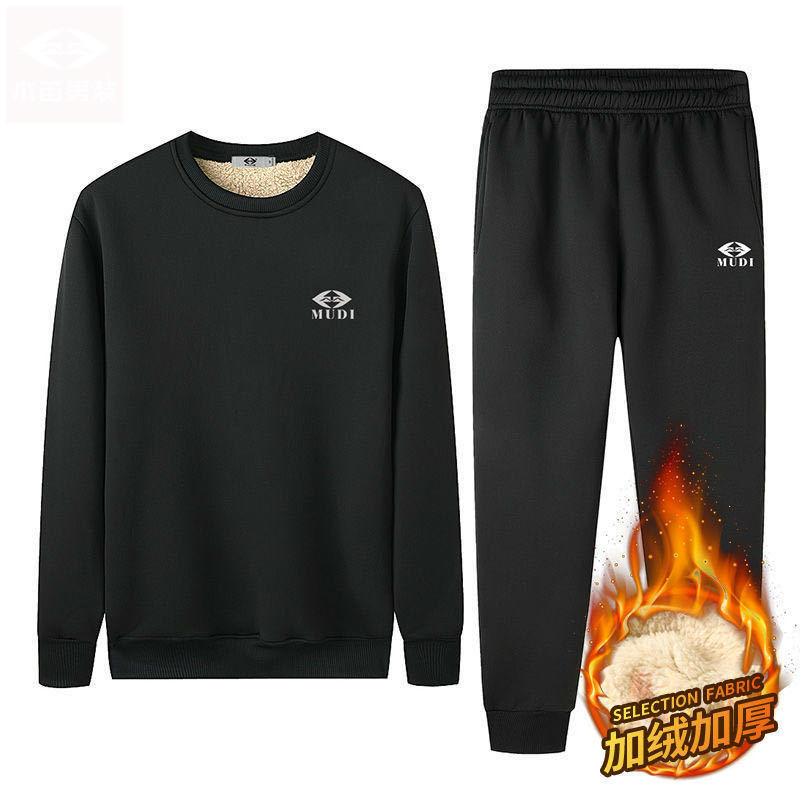 

2021 New Cashmere Lamb Plus Velvet Padded Tender Sports Fall and Winter Male Sweatshirt Vests Pieces Z1DY, Black