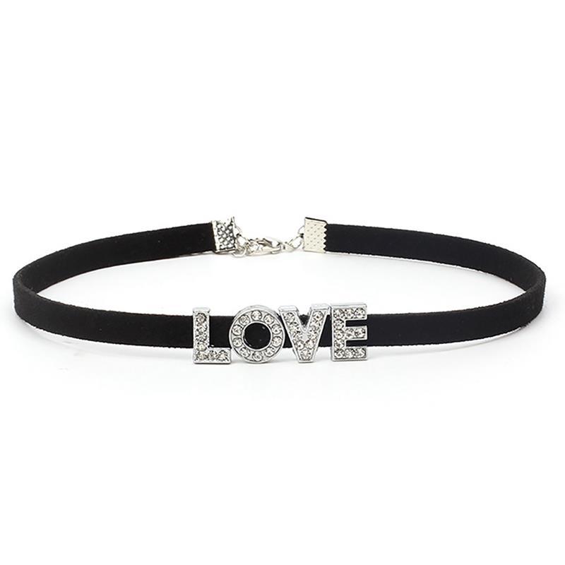 

Chokers 2021 Punk Letter Pendant Choker Necklaces For Women Rhinestone Necklace Party Gift Chocker Jewelry