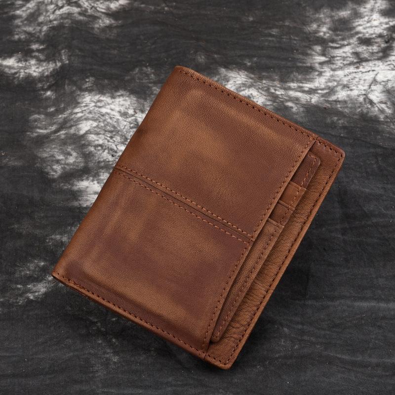 

RFID first layer cowhide wallet retro men wallet anti-theft brush anti-leather distressed, Retro brown