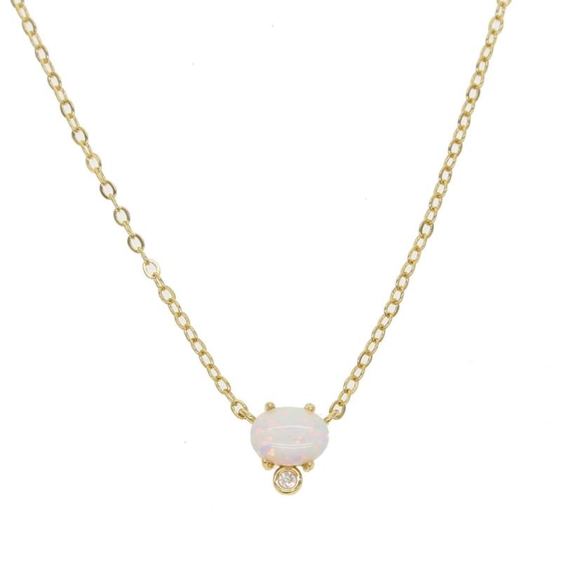 

2020 new style simple opal stone fine jewelry gold filled minimal thin chain top quality elegant classic dainty custom necklace