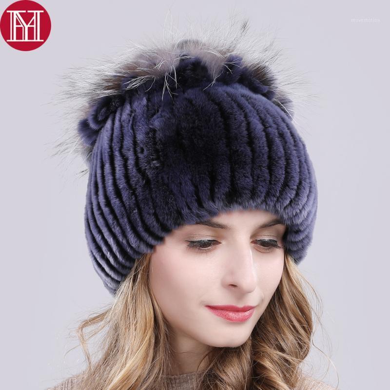 

2020 Russia Good Elastic Knitted Rex Fur Beanies Hats Women Real Rex Fur Hat 100% Real Natural Caps1, Color 20
