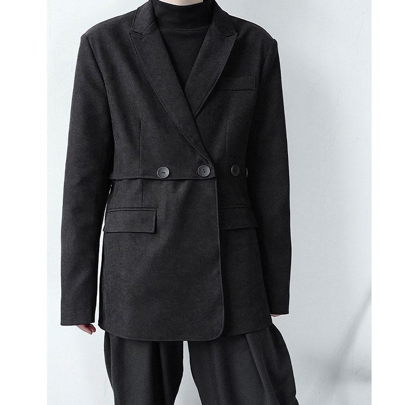 

New Male Women Streetwear Vintage Black White Suit Coat Outerwear Men Asymmetry Casual Slim Fit Blazers Jacket Overcoat, Ym110 black