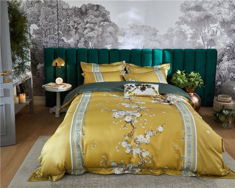 

Vintage Tree Branch Floral Yellow 1000TC Egyptian Cotton Duvet Cover Bed Sheet 4Pcs Luxury Silky Soft Breathable Bedding set1, Color 6
