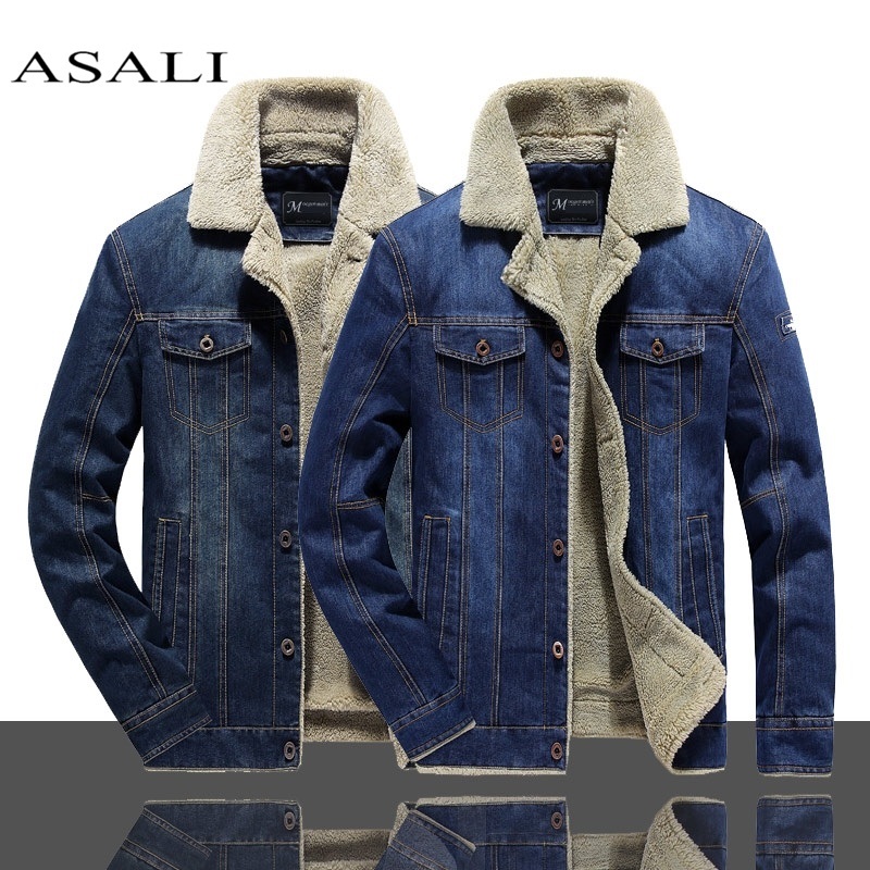 

2020 Men Winter Warm Denim Jacket Fleece Thick Add Wool Casual Jacket Coat Liner Mens Jackets Brand Jeans Coats Male Clothing, Mg66009 dark blue