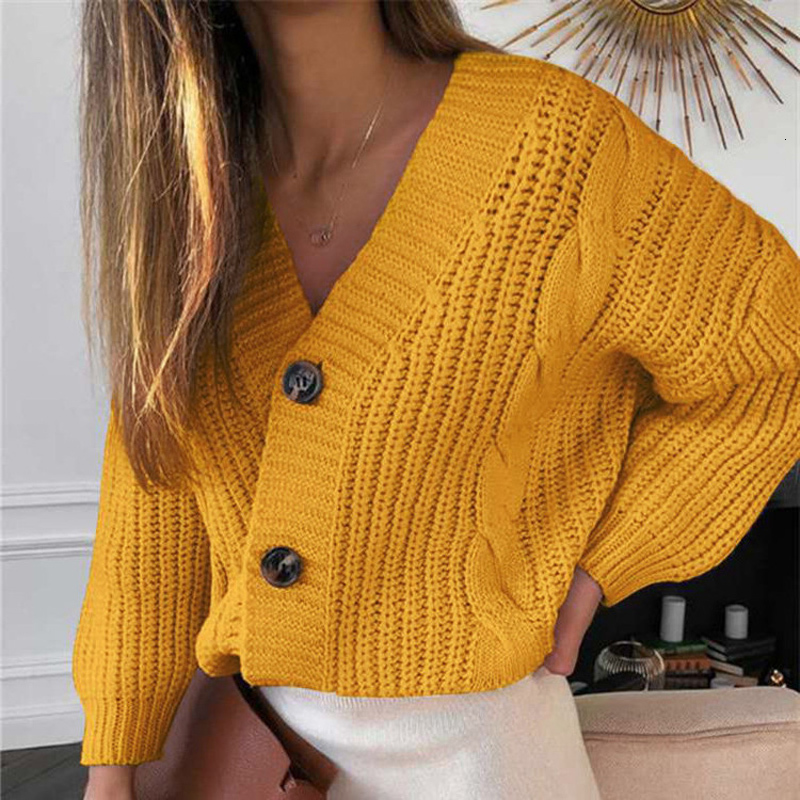 

Woman Knitted Autumn Yellow Cardigan Sleeve, Woman's Single Breasted Sweater Mesh J7pj, Sky blue.