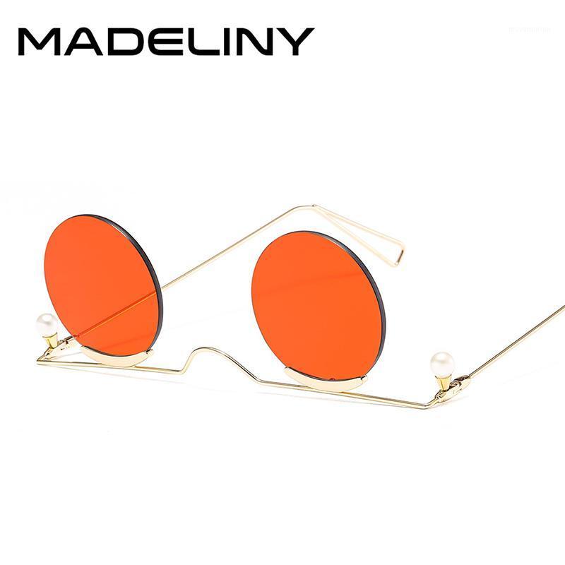 

MADELINY Fashion Small Round Sunglasses Women Personality Rimless Alloy Sun Glasses Female Pearl Gradient Eyewear UV400 MA2571