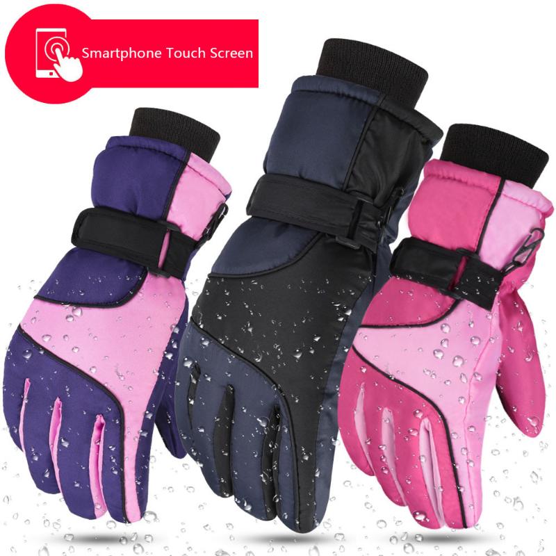 

Skiing Women Gloves Waterproof Non-slip Motorcycle Gloves Snow Boarding Smartphone Touch Screen Winter Men Snow, Women red