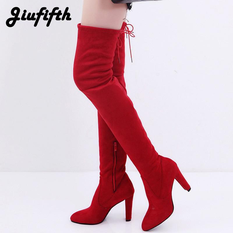 

New Arrive Over Knee Boots Women Fashion Winter Boots Woman Shoes Autumn Zip Thick Heel Thigh High Boot Female 34-431