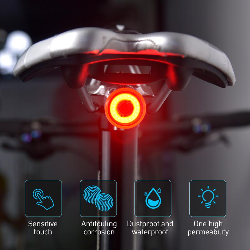

Touch Bicycle Light Smart Sensor Taillight Brake Vibration Induction Bike Rear Light USB Fast Charge MTB Road