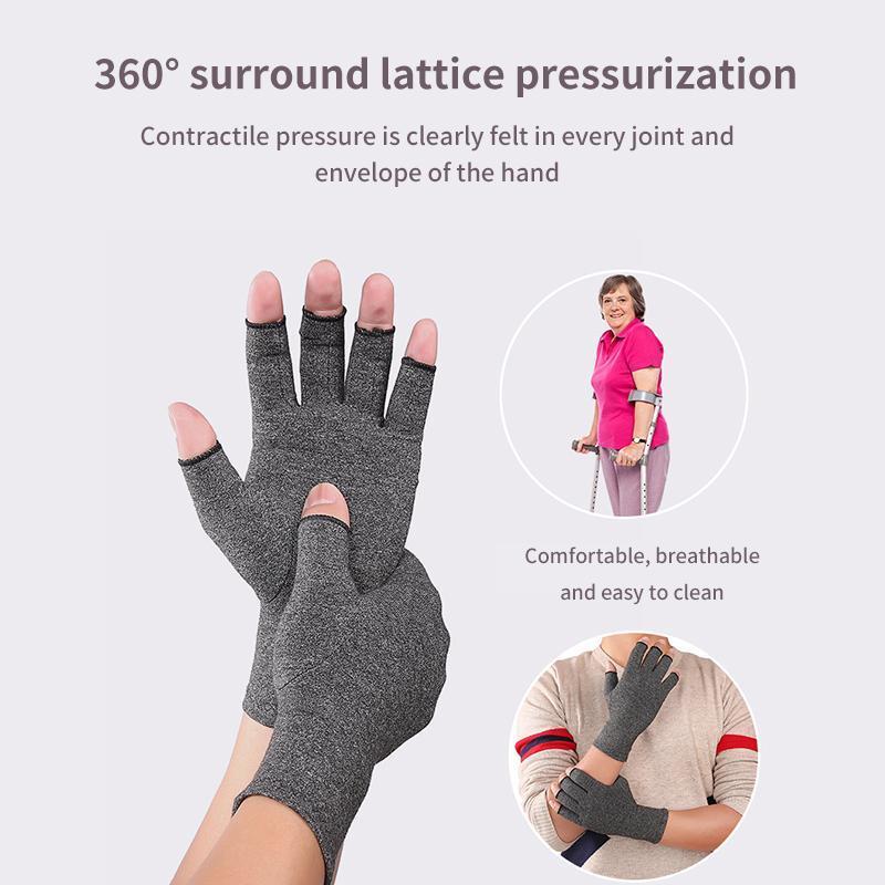 

1 Pair Compression Arthritis Gloves Arthritic Joint Pain Relief Hand Gloves Therapy Open Fingers Compression1, Gray l