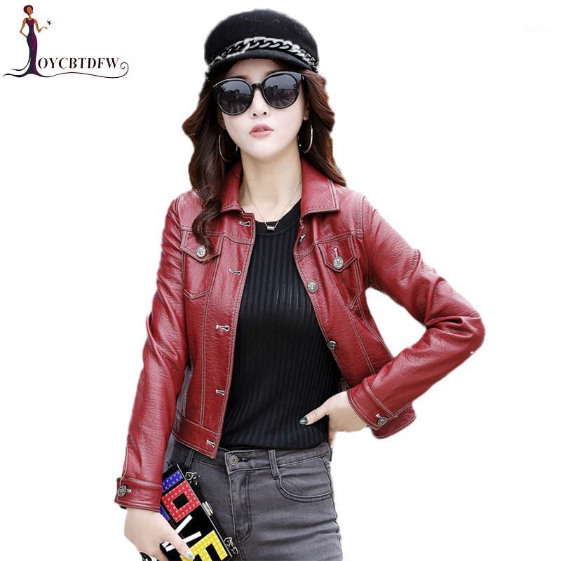 

Genuine Leather Jacket Large size -4XL Autumn Women Single-breasted Jacket Fashion Casual Slim Ladies Leather FASHION4831, Black