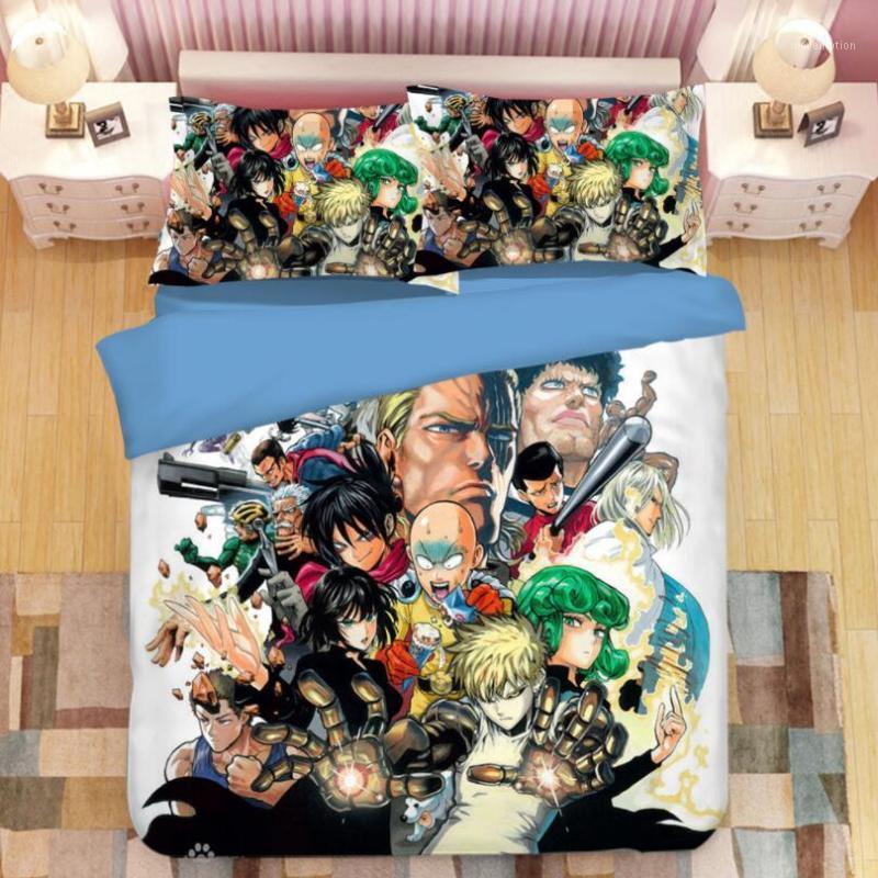 

ONE PUNCH MAN Bedding Set Cartoon anime Duvet Covers 3D bedding Pillowcases kids Cartoon Comforter Sets bed linen 041, 18