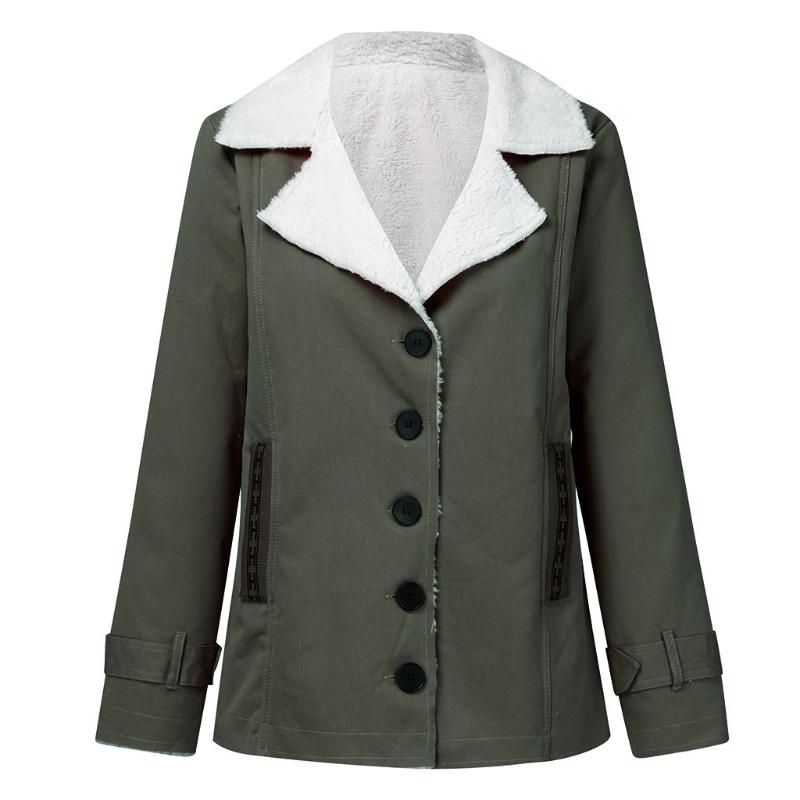 

Women Jacket Womens Winter Jacket Women Plus Size Winter Warm Composite PlushButton Lapels Outwearcoat #40%, Green