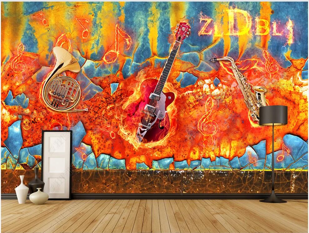 

3d photo wallpaper custom mural Guitar rock music doodle home decor living Room 3d wall murals wallpaper for walls 3 d in rolls, Non-woven wallpaper