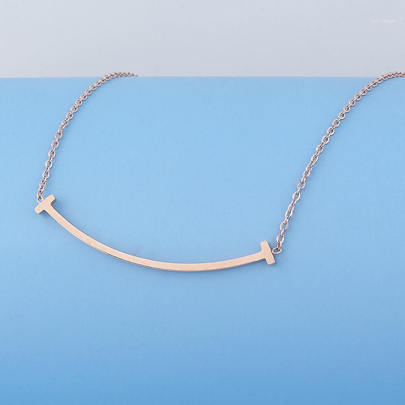

New Rose Gold Simple Smile Necklace Female Fashion Trend Titanium Steel Girls Women Clavicle Chain No Fade Jewelry Accessory1
