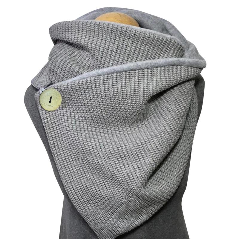 

Simplicity Knit Scarf Retro Multi-Purpose Double-Layer Buckle Windproof Casual Button Plus Velvet Warm Fashion Scarves Shawl A30