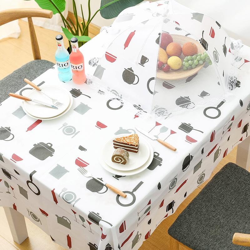 

1Pcs Multi Purpose Nordic Style Tablecovers White Rectangle Print PVC Waterproof Home Decor