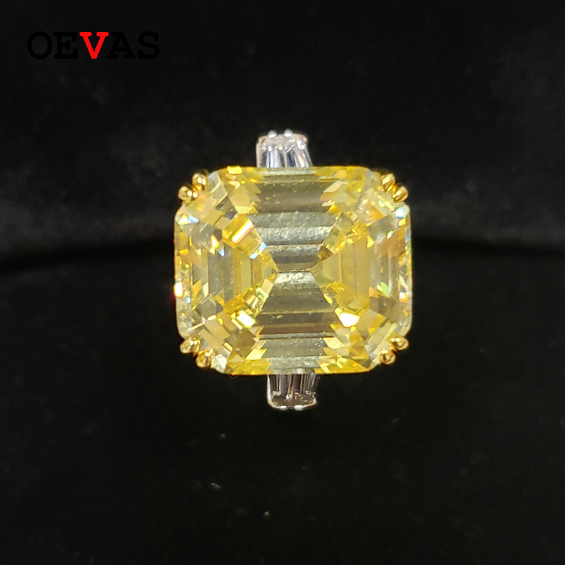 

OEVAS 30 Carats Topaz High Carbon Diamond Wedding Rings For Women Solid 925 Sterling Silver Sparkling Engagement Fine Jewelry 201112, Slivery;golden