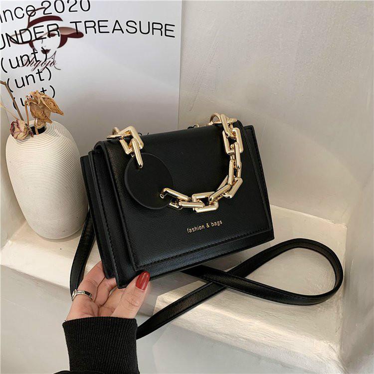 

2021 Women's Bag Hotsale Chain Messenger Handbag for Lady Shoulder Leather Clutch Purse Designer Female Brand Simple Hand Bags, Black