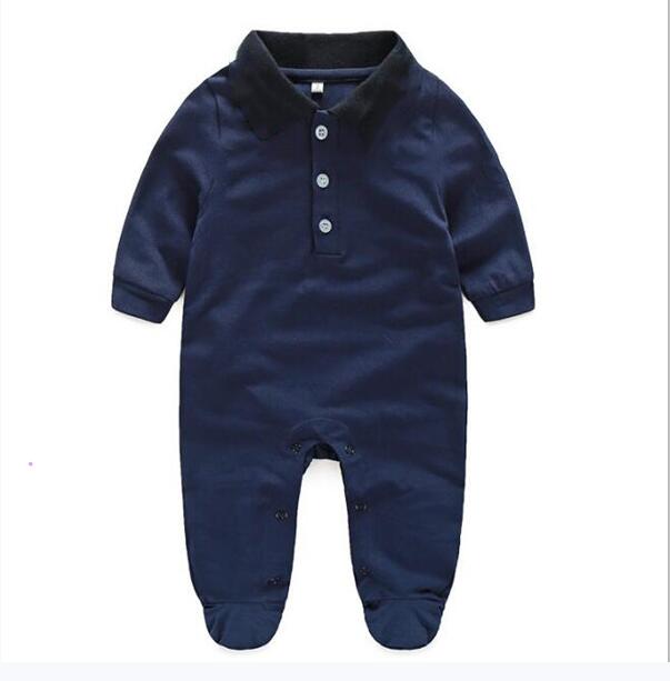 

Hot Sell Newborn baby clothes Long sleeve designer 100% Cotton baby rompers Infant clothing baby boys girls jumpsuits + hat, Blue