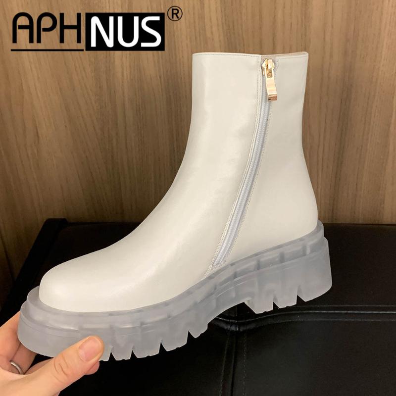 

APHNUS Womens Boots Riding Short Ankle Booties Flats High Mid Heels Pumps Platforms Trifle Woman 2020 Shoes For Women New Boot, Beige