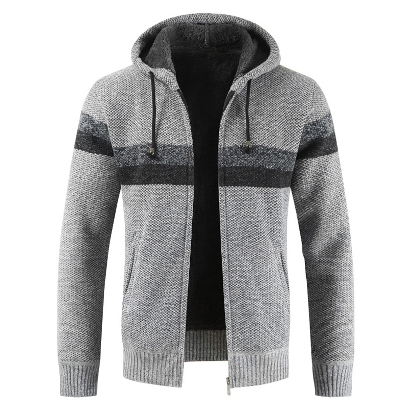 

New Autumn Winter Men's Jacket Patchwork Slim Fit Hooded Thicken Coats Men Fashion Warm Outwear Jackets Men Clothing kg-105, Lgrey