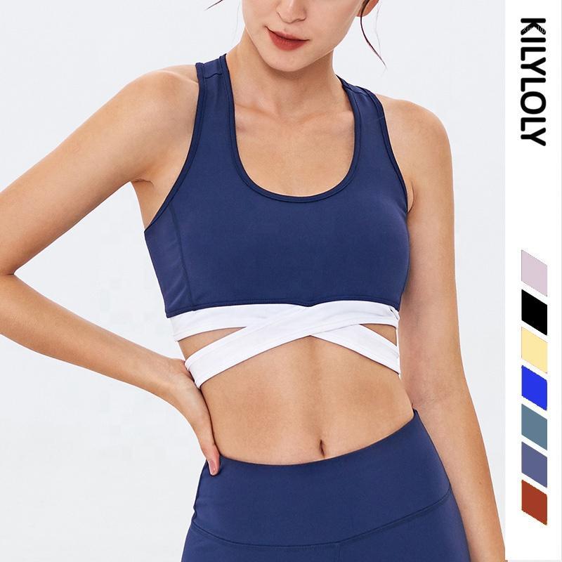 

Women High Stretch Seamless Sports Bra Quick Paded Cross Strap Workout Bra Top Underwear for Running Yoga Fitness1, Yellow