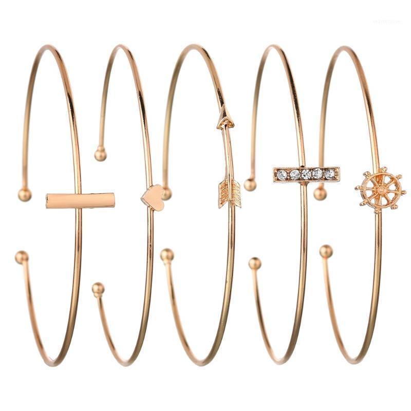 

Bracelet 5pcs / Set Woman Jewelry Diamond Metal Arrow Open for Girls Mother's Day Gift1