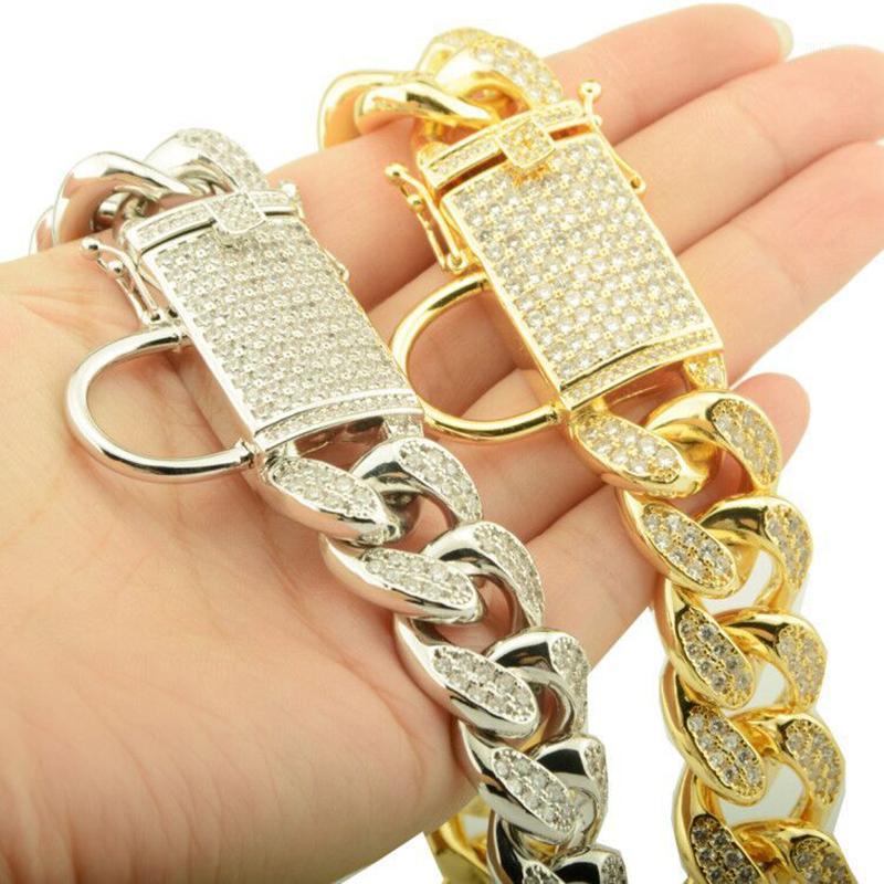 

16-30" 18mm Micro Paved Cubic Zirconia Cuban Link Chain Men Hip Hop Bling Iced Out CZ Necklaces Chokers SM Bondage Jewelry1