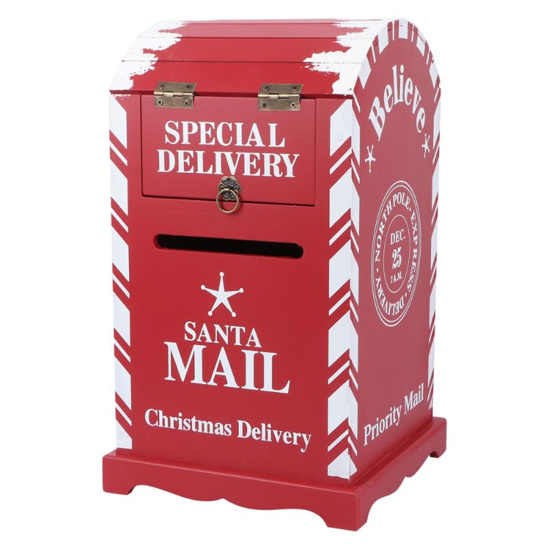 

1Pc Christmas Mailbox Shaped Adornment Art Crafts Mailbox Model Decoration (Red