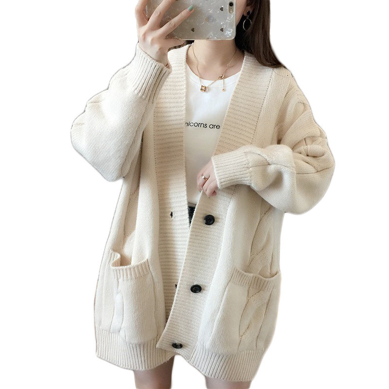 

2021 New Female yellow beige plus size cardigans mesh winter fashion thick flashlight long sleeve sweater
