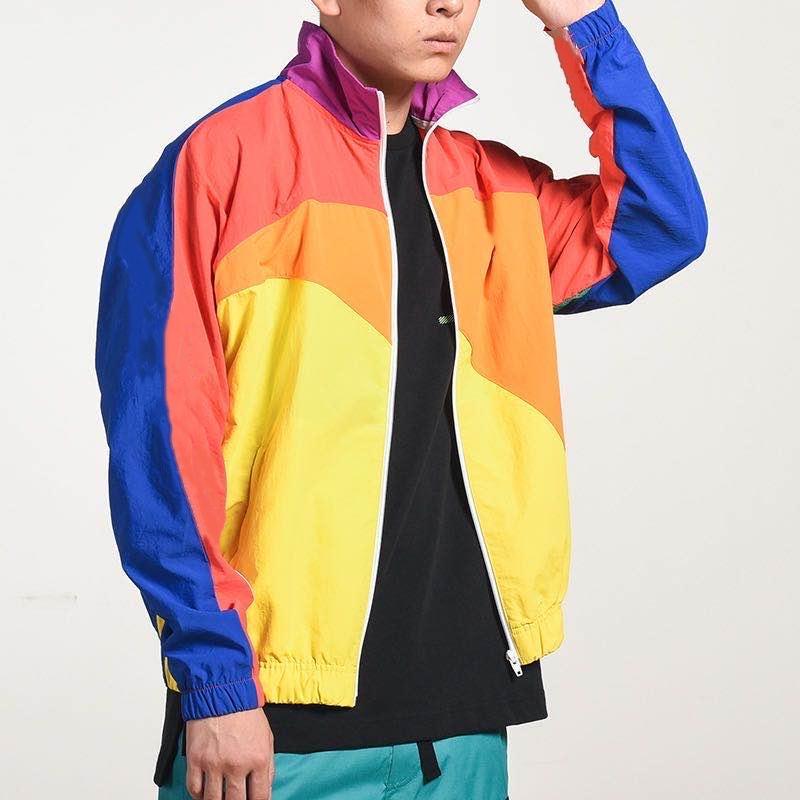 

Mens Jacket Contrast Splicing Thin Coat Street Hip Hop Trend of Spring and Autumn Youth Mens Jacket Sport Coat Casual Coat Unisex Asian Size, Yellow