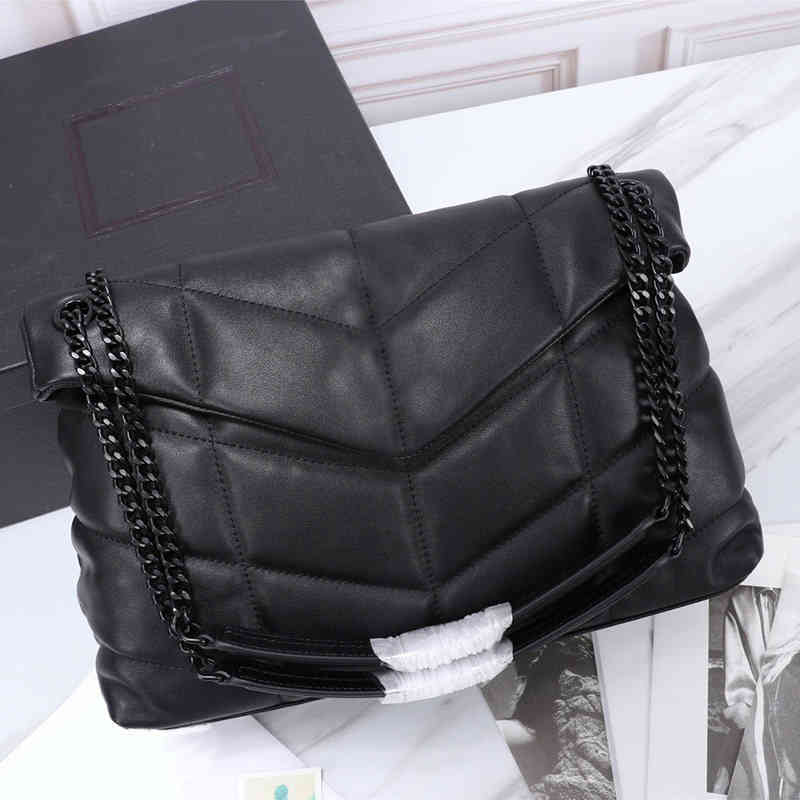 

Towels For Women 2021 Digner Luxury Loulou Puffer Bag Real Leather Soft Chain Shoulder bags Wet Medium Dead Wallet, Black black chain