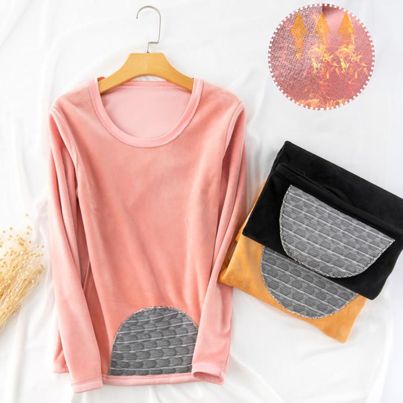 

Fashion Seamless Elastic Blouse Thick Warm Slim Bottoming Tops Tee Casual Winter Ladies Female Women Long Sleeve Blusas Pullover, Black