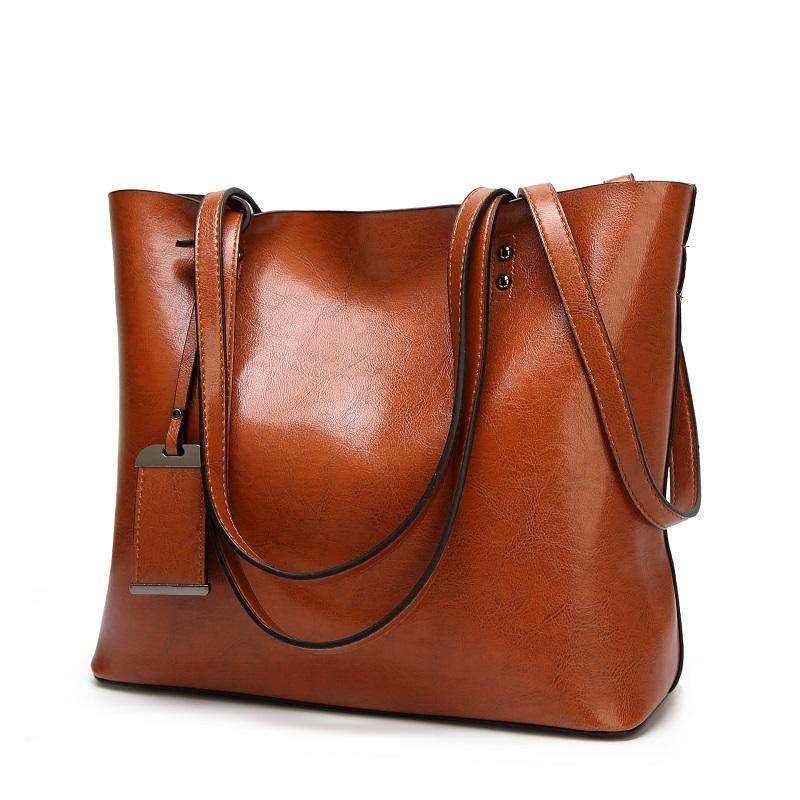 

Leather Handbag Women Vintage Crossbody Bags for Women New Lady Shoulder Bags Handbags Tote Bag bolsa feminina hot sell C1633, Black
