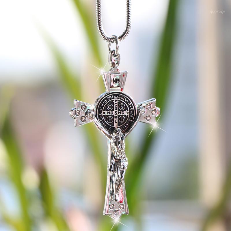 

3 Colors Jesus Cross Car Hanging Ornament Zinc Alloy Christian Religion Jesus Crucifix Figurine Car Rear View Mirror Accessories1