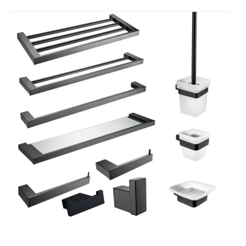 

Bathroom Accessories Set Stainless Steel Bath Hardware Set Towel Rack,Paper holder Toilet Brush Holder,Towel Holder MaBlack
