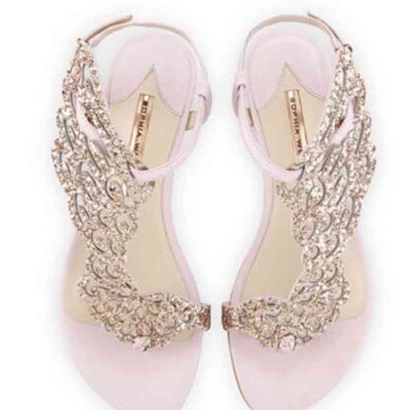 

Webster -Sophia crystal butterfly flat sandals women flip flops angel wings thong casual shoes summer heels dress, Customize