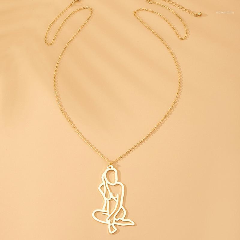 

NM003 European American Simple Human Eye Face Outline Abstract Alloy Necklace Clavicle Chain Personality Jewelry Wholesale1