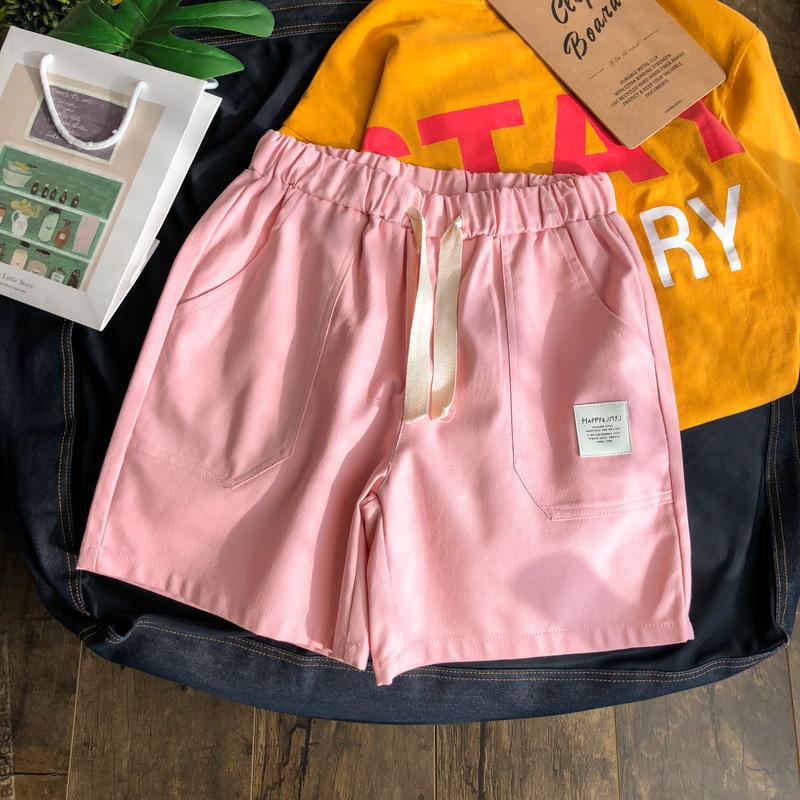 

Candy-Colored Pure Cotton Breathable Men'S Short Shorts Large Size Teenager-Fashion Loose Beach 5 Pants Casual Shorts-40, Pink