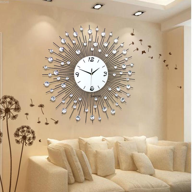 

60cm/ 70cm/ 80cm Creative Living Room Bedroom Studio Popular Decorative Wall Clock with Diamond Insert Home Decoration